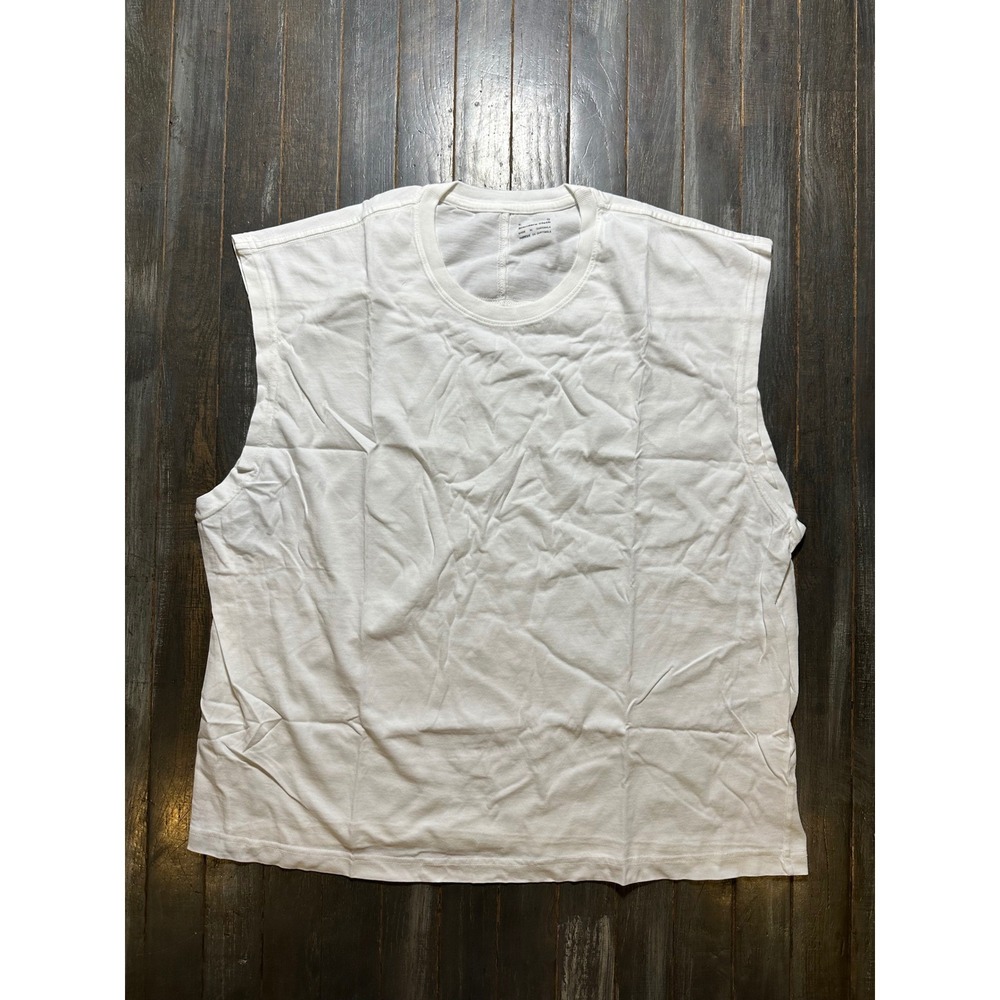 Standard Cloth White Cotton Muscle Tee Sleeveless T-Shirt